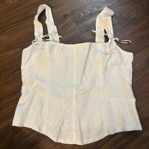 Reformation Minton Crop Linen Tank Size 0 Women’s White Summer Top